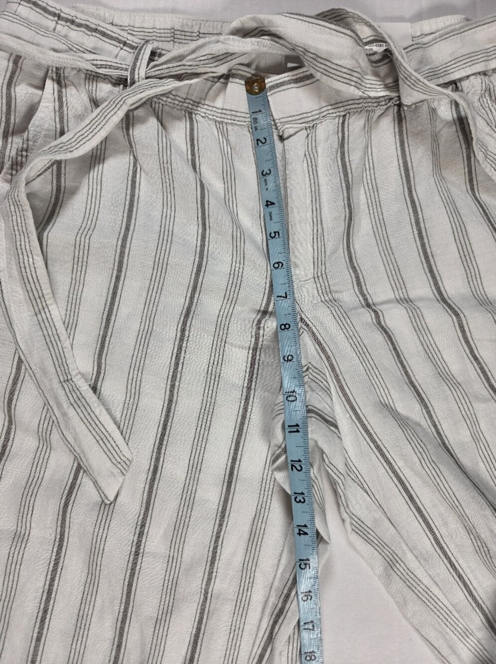 Liz Clairborne Womens L Crop Striped Paperbag Waist Wide-Leg Pants - White/Gray - Picture 7 of 11